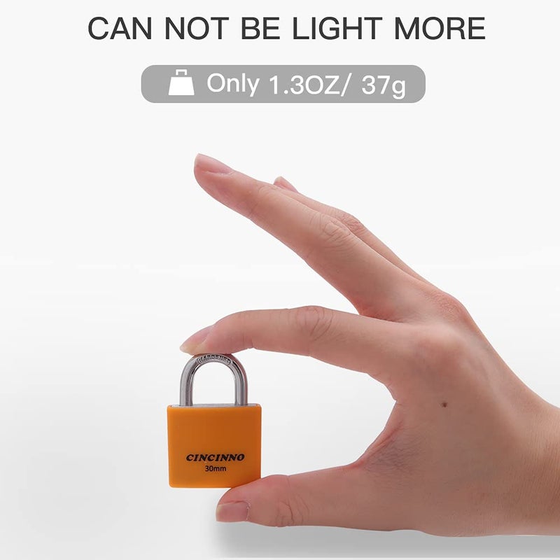 CINCINNO مجموعة CINCINNO مكونة من 8 أقفال صغيرة، أقفال مغطاة بالألومنيوم على حد سواء، قفل مقاوم للطقس 30 مم مع نفس المفتاح، قفل خارجي للحظائر، وحدة التخزين، خزانة صالة الألعاب الرياضية المدرسية، صندوق الأدوات - Image 5